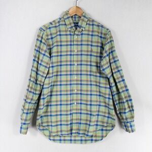 Vintage Polo Ralph Lauren Shirt Mens Small Green Blue Plaid Button Down Classic